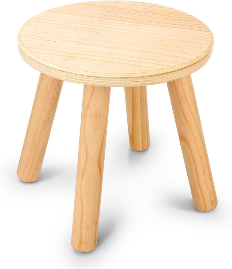 wingyz Wooden Step Stools for Kids, 10 Inch Solid Kids Chairs Perfect Matched Sensory Table, Multi-Purpose Children Sitting Stool for Playroom Bathroom (Natural, 1 Pack) - Image 1